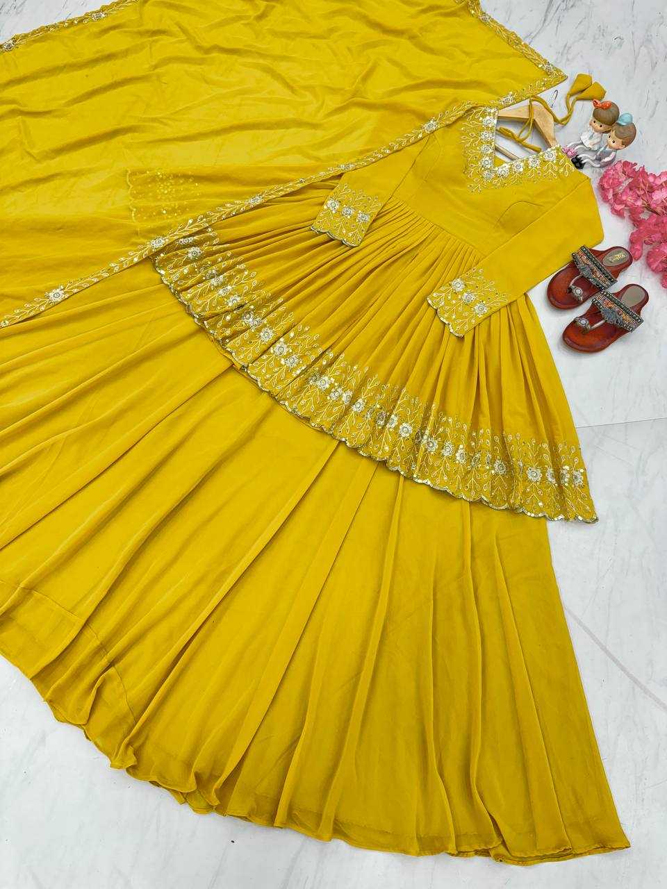 YNF FAUX GEORGETTE  RAD 135 WHOLESALE LEHENGA MANUFACTURER